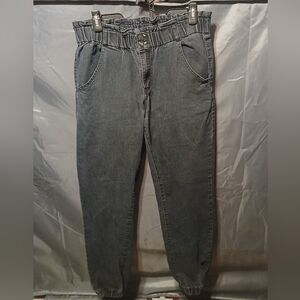 Elastic Waist Gray Jeans For Women